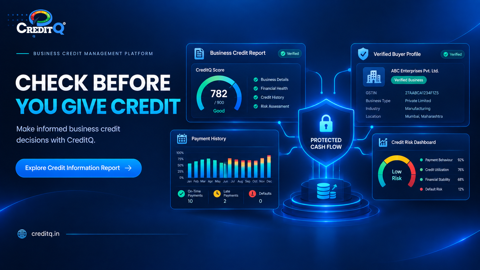 Check buyer creditworthiness before giving goods on credit with CreditQ